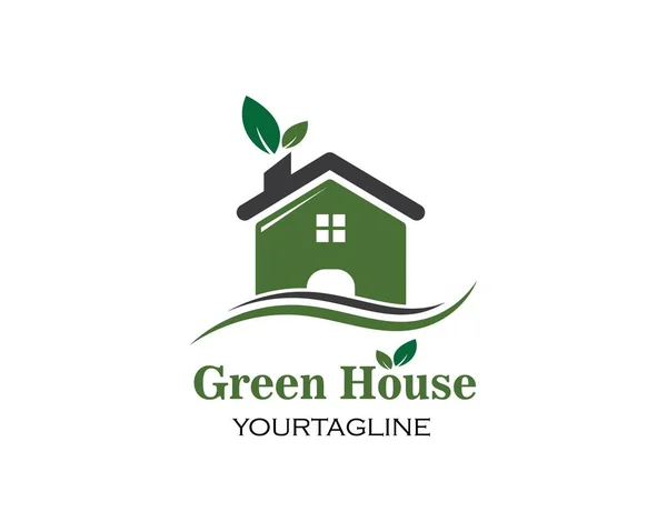 緑の家のロゴベクトルイラスト — ストックベクタ