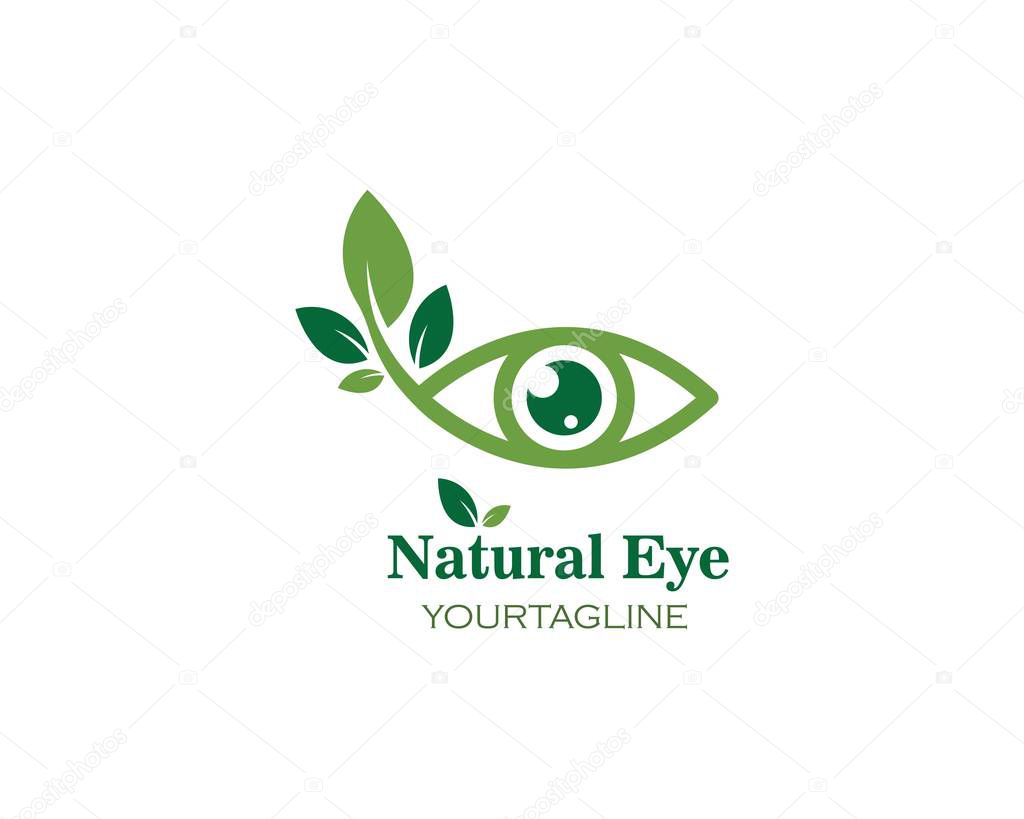 Nature Eye with leaves icon Logo vector Template illustration