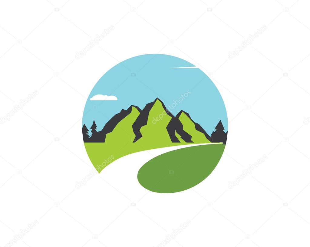 High Mountain icon Logo Template Vector