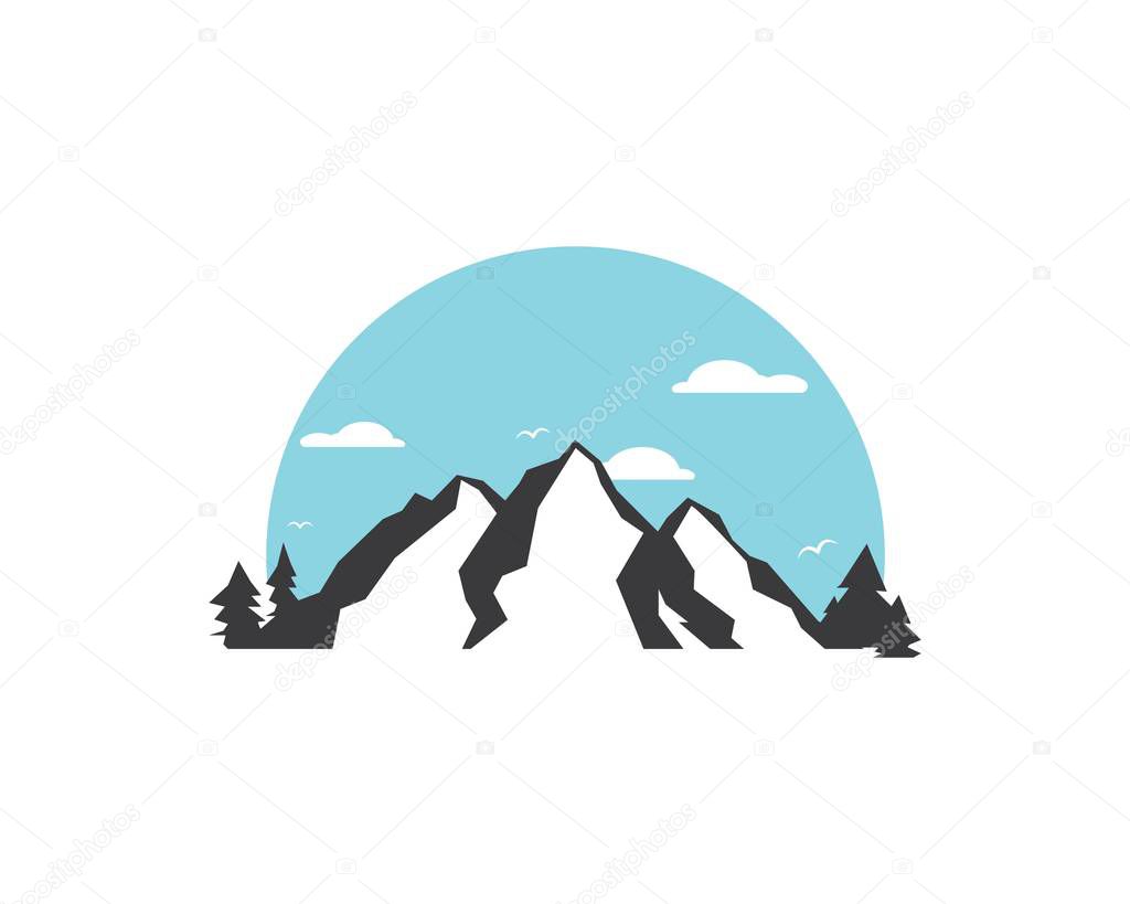 High Mountain icon Logo Template Vector