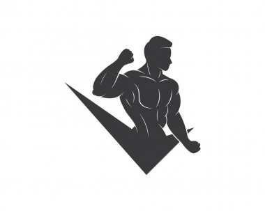 spor salonu, fitness simgesi logo illüstrasyon şablonu vektör
