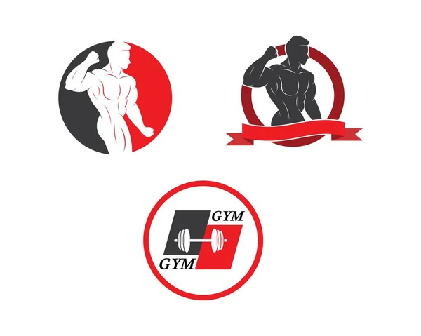 Ginásio, fitness ícone logotipo ilustração modelo vetor —  Vetores de Stock