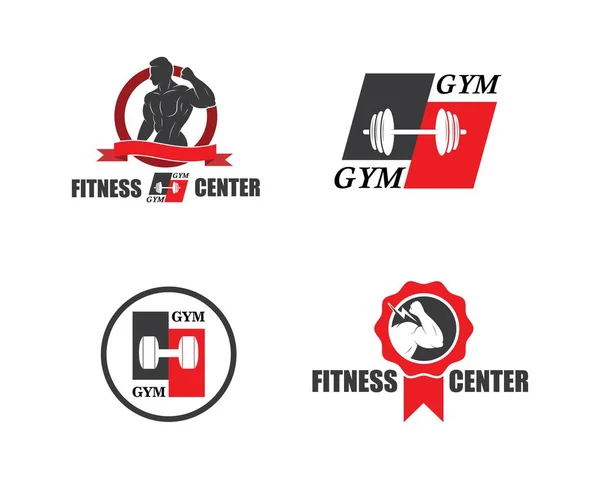 Ginásio, fitness ícone logotipo ilustração modelo vetor —  Vetores de Stock