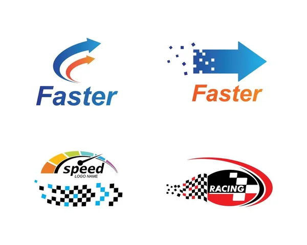 Ícone logotipo mais rápido do conceito de corrida automotiva — Vetor de Stock