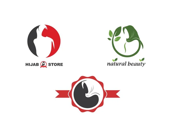 Hijab mujer logo vector, cultura de la moda musulmana mujer — Vector de stock