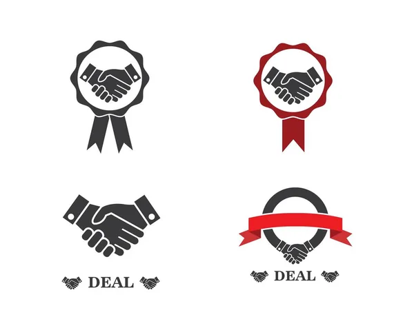 Apretón de manos logo vector icono de acuerdo comercial — Archivo Imágenes Vectoriales