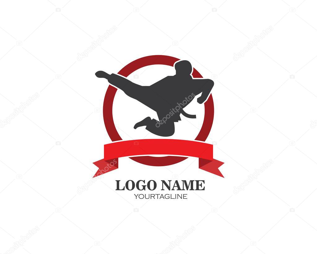 Karate,taekwondo kick logo vector illustration template design