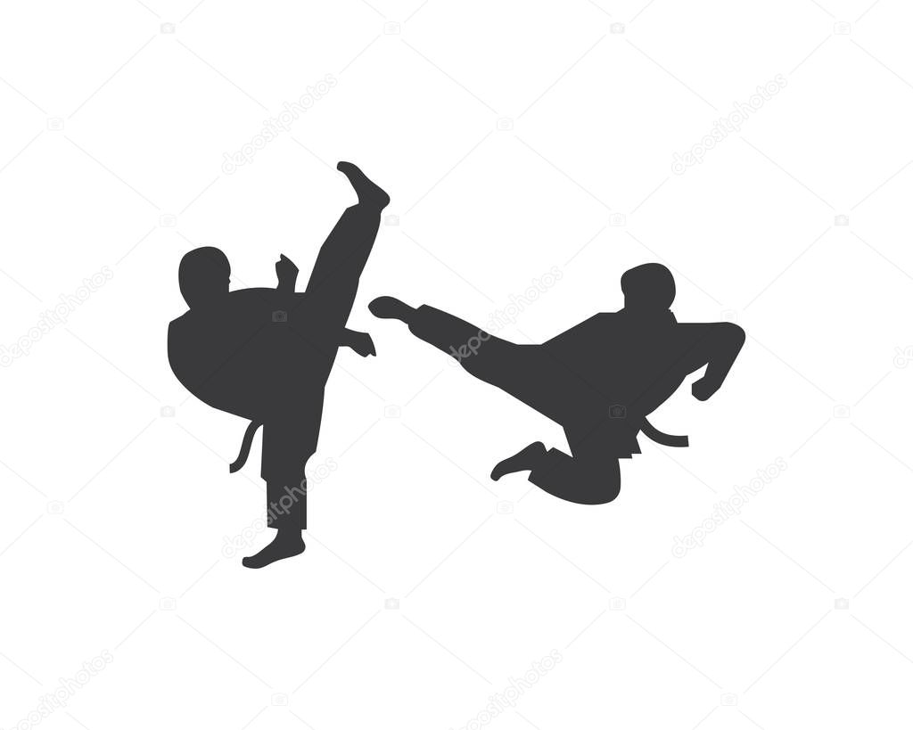 Karate,taekwondo kick logo vector illustration template design