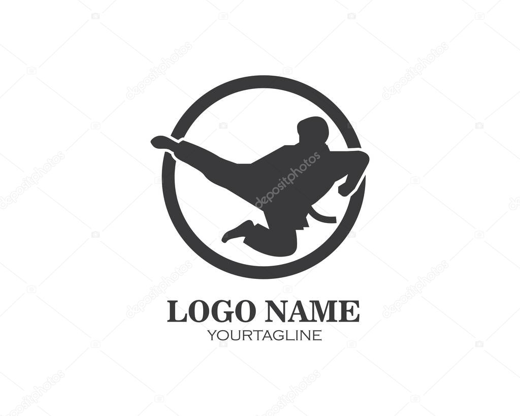 Karate,taekwondo kick logo vector illustration template design