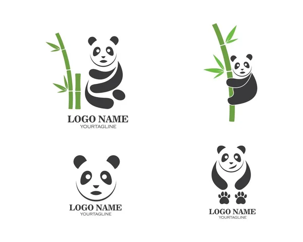 Panda ilustración logo vector icono — Archivo Imágenes Vectoriales