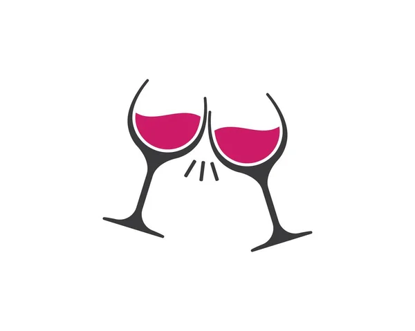 Copas de vino tostadas logo icono vector — Vector de stock