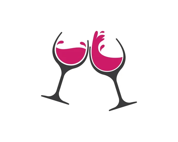 Copas de vino tostadas logo icono vector — Vector de stock