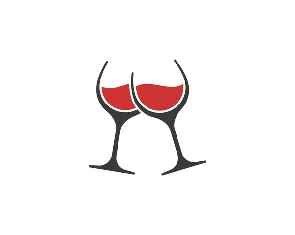 Copas de vino tostadas logo icono vector — Vector de stock