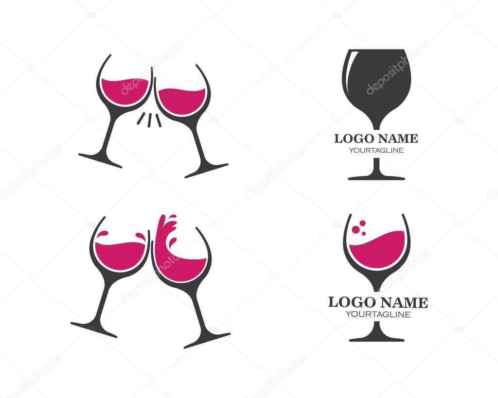 wine glasses toasting logo icon vector 