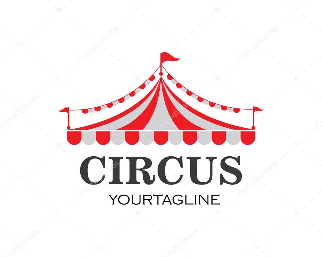 Circus tent logo template. Vector illustration