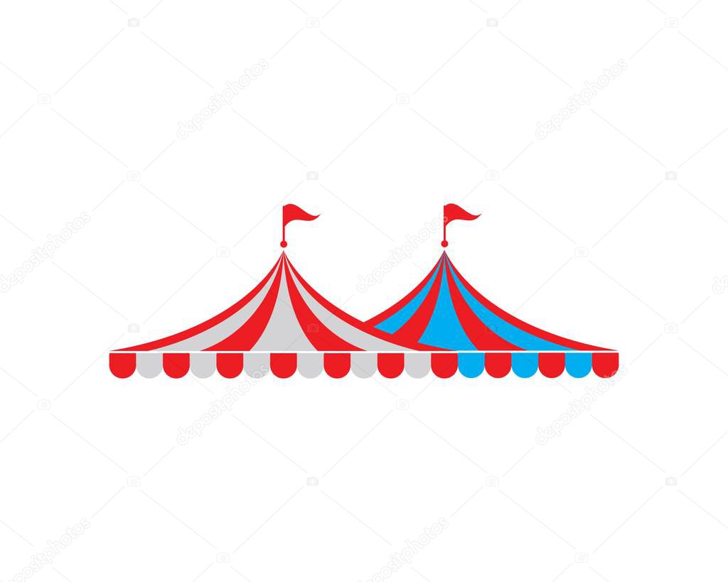 Circus tent logo template. Vector illustration
