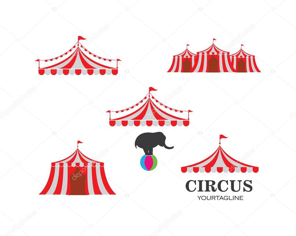 Circus tent logo template. Vector illustration
