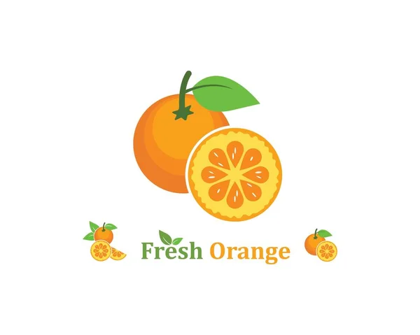 オレンジフルーツアイコンベクトルロゴイラスト — ストックベクタ