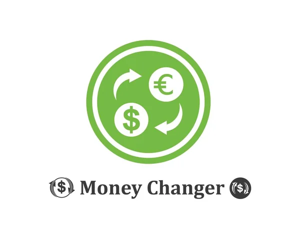 Cambiador de dinero logo icono vector — Vector de stock