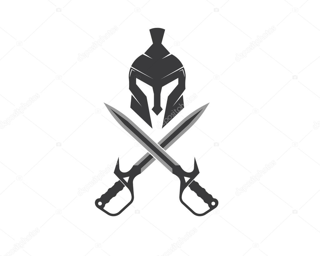 spartan helmet logo icon vector illustration design