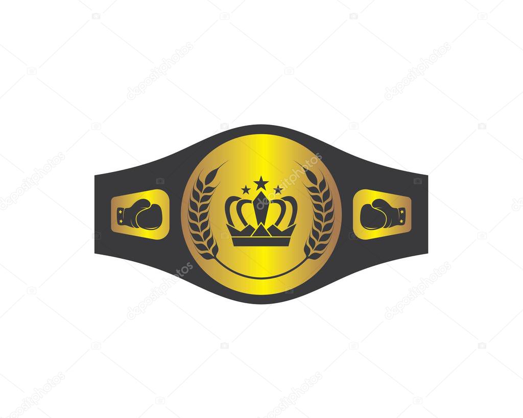 boxing belt champion logo icon vector 