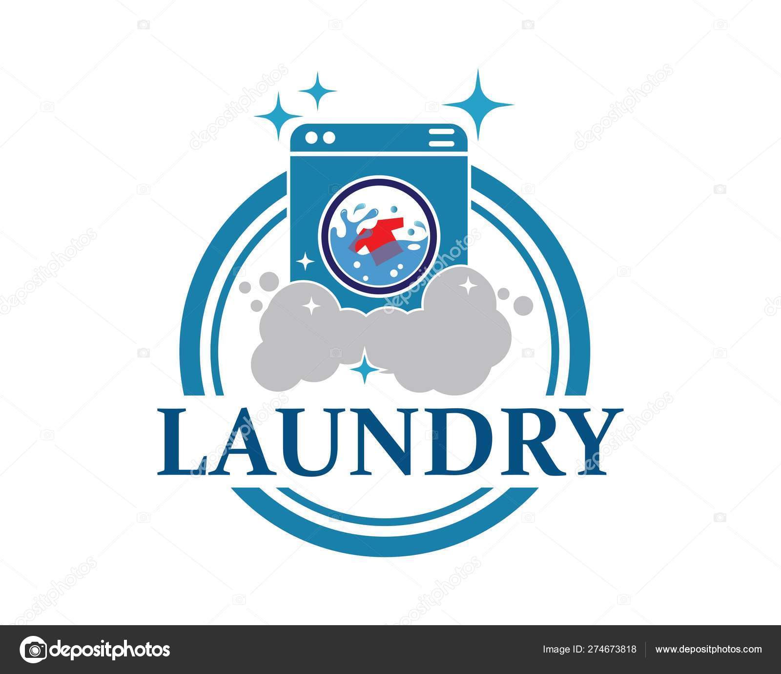 Washing Clothes Logo Icon Vector Of Laundry Service Design Stock