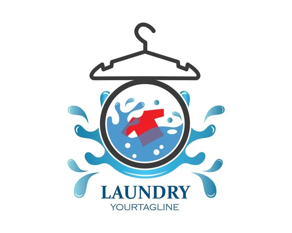 Lavar roupas logotipo ícone vetor de design de serviço de lavanderia —  Vetores de Stock