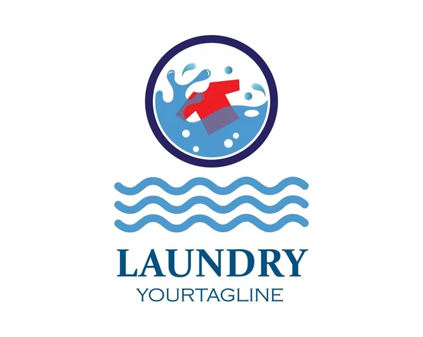 Washing clothes logo icon vector of laundry service design — Stock Vector