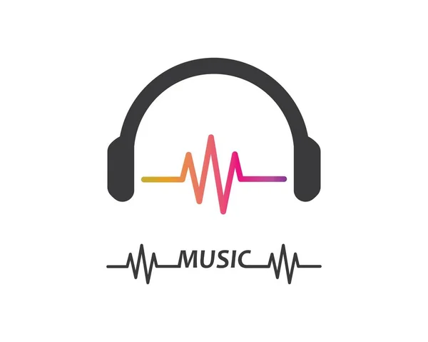 Muziek, equaizer en geluidseffect ilustration logo vector pictogram — Stockvector