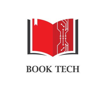 Kitap teknolojisi dijital Logo Şablonvektör İllüstrasyon 