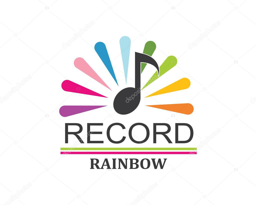 Music record studio logo icon illustration design