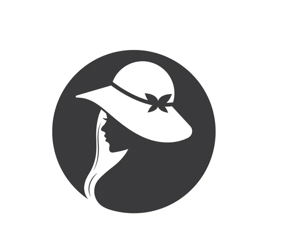 Şapka vektör illüstrasyon şablonu ile güzellik kadın — Stok Vektör