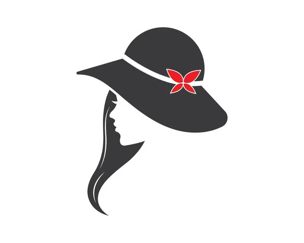 Şapka vektör illüstrasyon şablonu ile güzellik kadın — Stok Vektör