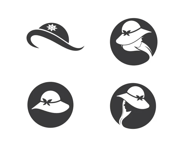 Cappello donna icona logo vettoriale illustrazione design — Vettoriale Stock
