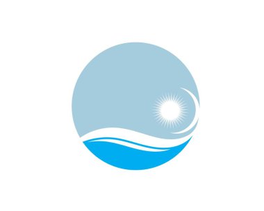 dalga güneş logosu simgesi vektör illüstrasyon tasarımı