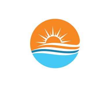 dalga güneş logosu simgesi vektör illüstrasyon tasarımı