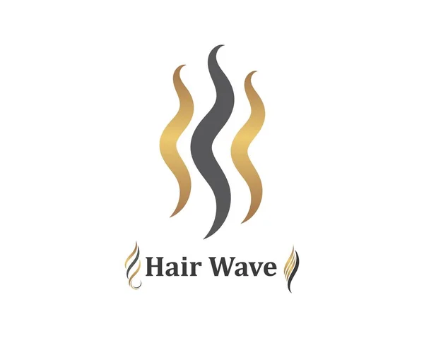 Saç dalga simgesi vektör illüstratör tasarım sembolü saç modeli ve — Stok Vektör