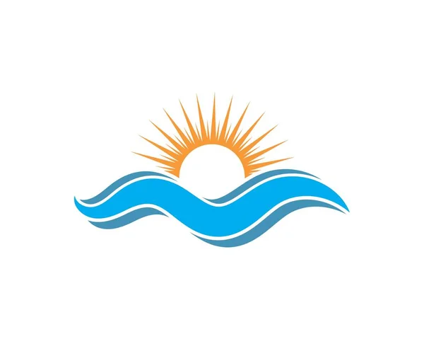 Onda sol logotipo ícone vetor ilustração design — Vetor de Stock