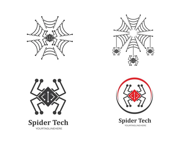 Tecnologia de aranha logotipo ícone do vetor ilustração — Vetor de Stock