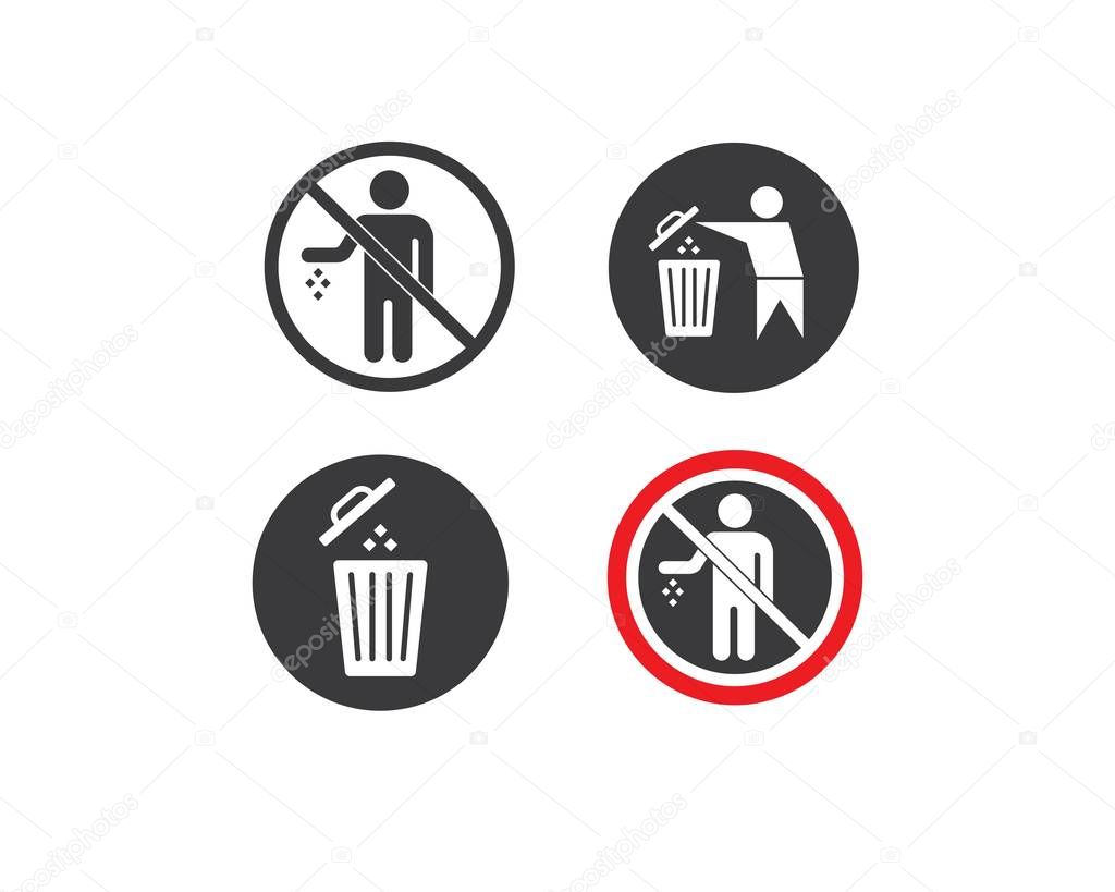 Trash can icon lgo vector illustration design template