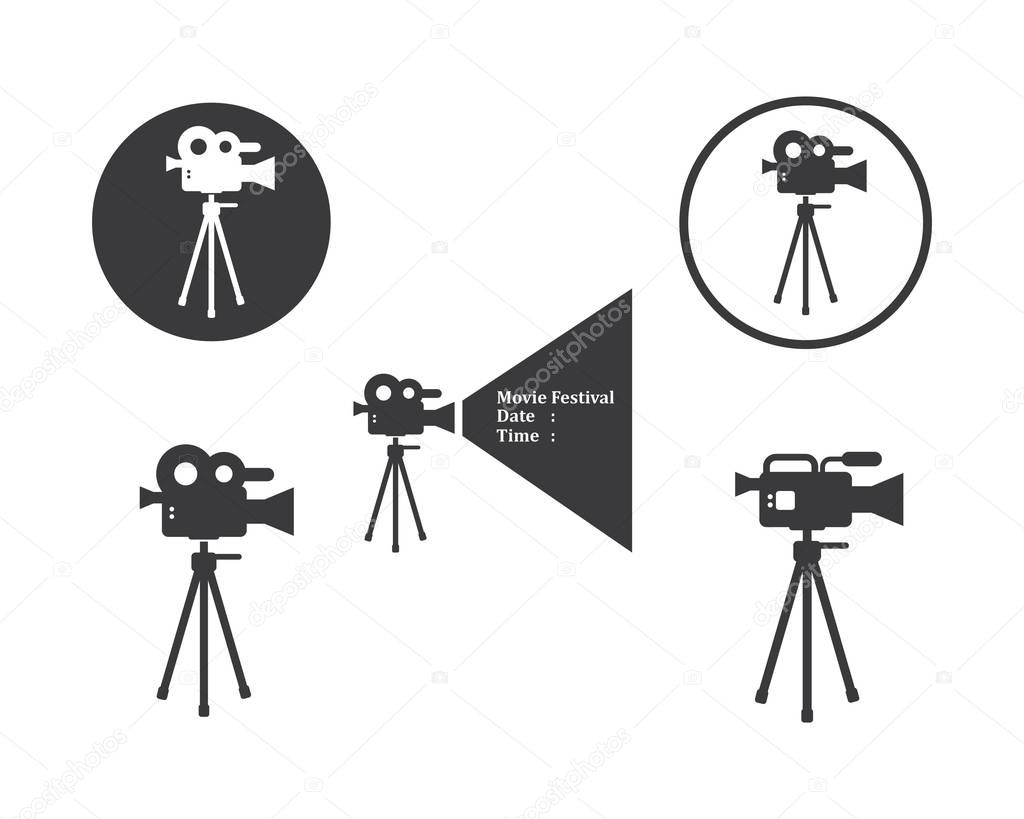 movie,film recorder logo icon of industry film vector illustrati