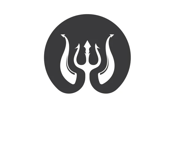 Trident en hoorn logo sjabloon vector pictogram illustratie — Stockvector