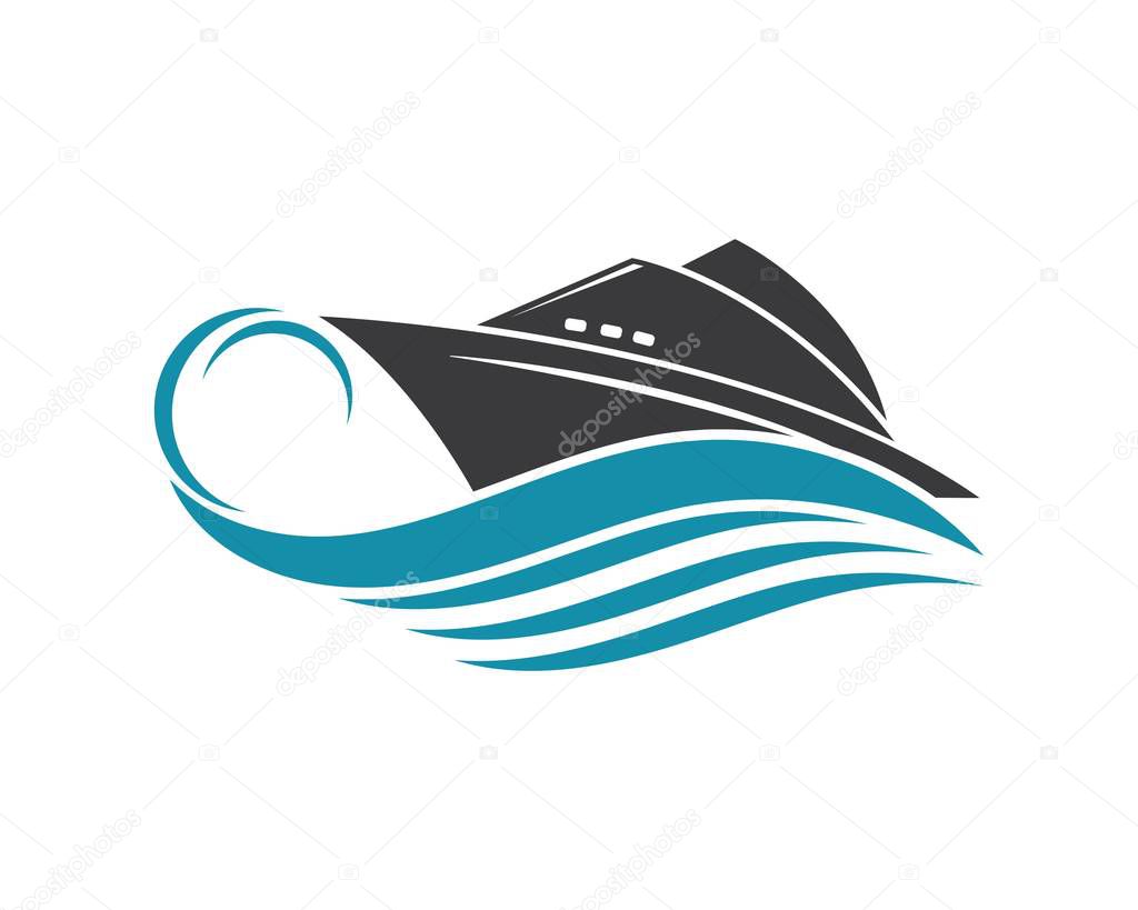 Cruise ship Logo Template vector icon illustration design