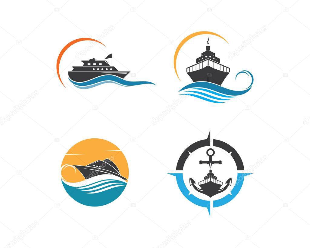 cruise ship Logo Template vector icon illustration design