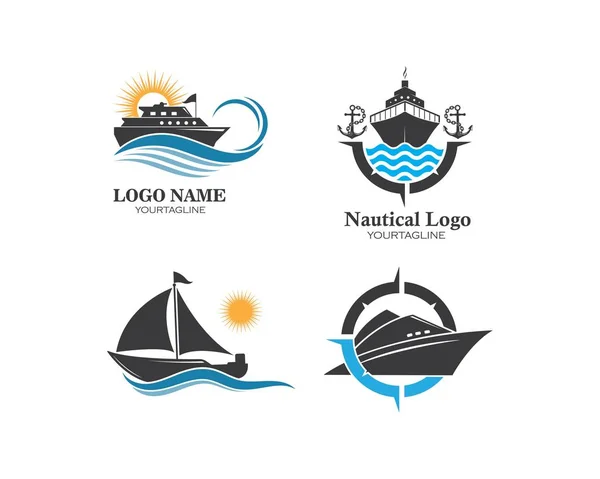 Kryssningsfartyg logotyp mall vektor ikon illustration design — Stock vektor