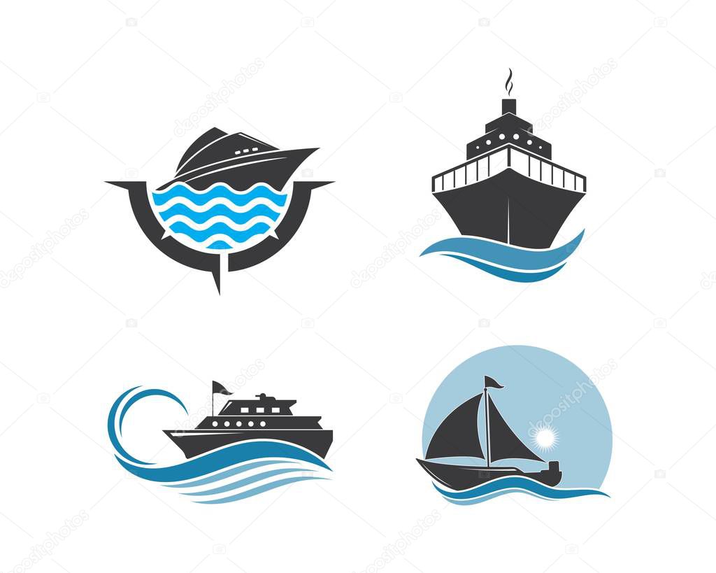 cruise ship Logo Template vector icon illustration design