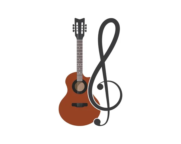 Icono de la guitarra logotipo vector ilustración diseño — Vector de stock