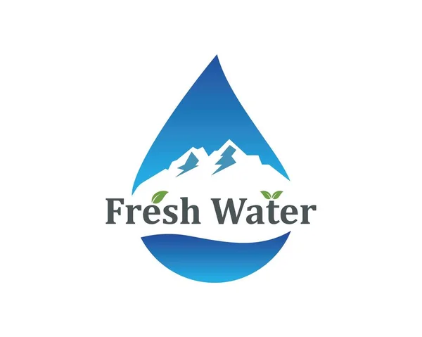 Gota de água e montanha logotipo ícone vetor ilustração design para —  Vetores de Stock