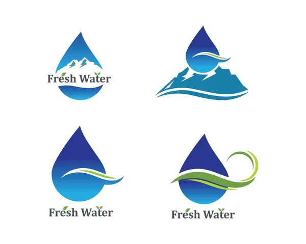 Wassertropfen und Berg Logo Symbol Vektor Illustration Design für — Stockvektor