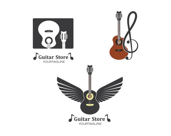 吉他图标标志矢量插图设计 — 图库矢量图片